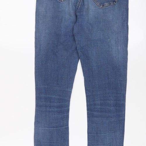Denim & Co. Womens Blue Cotton Skinny Jeans Size 10 L26 in Regular Zip