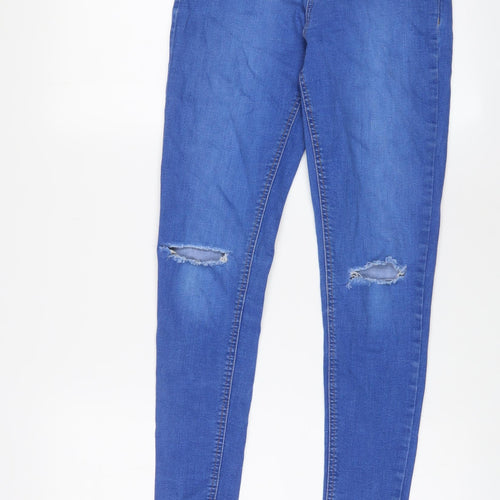 Dorothy Perkins Womens Blue Cotton Skinny Jeans Size 8 L26 in Regular Zip