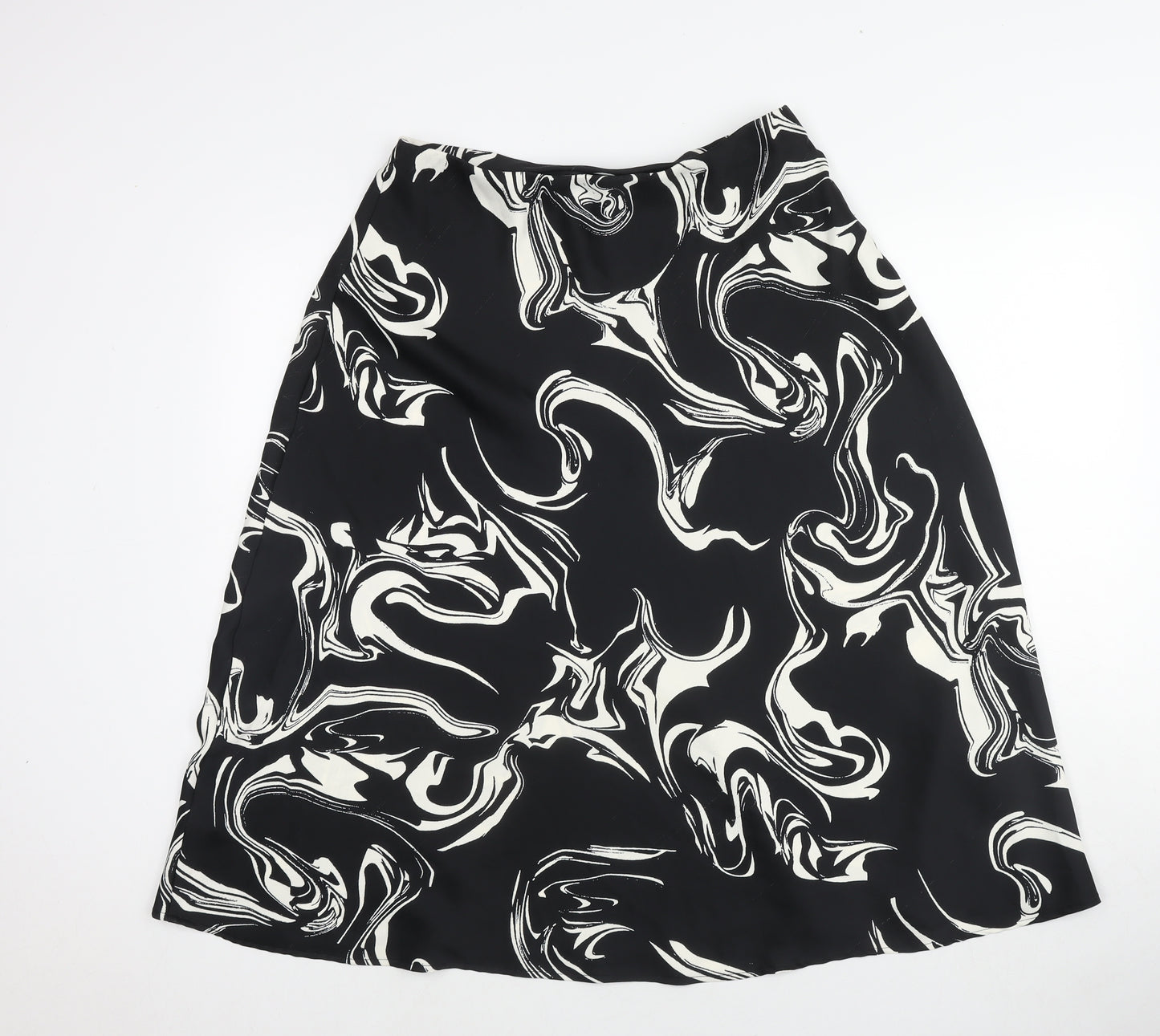 Marks and Spencer Womens Black Geometric Polyester A-Line Skirt Size 12