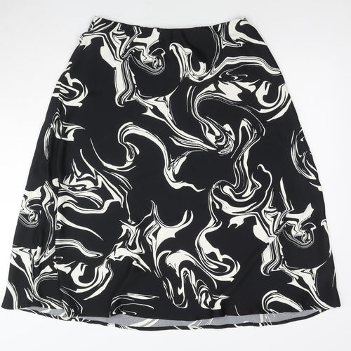 Marks and Spencer Womens Black Geometric Polyester A-Line Skirt Size 12