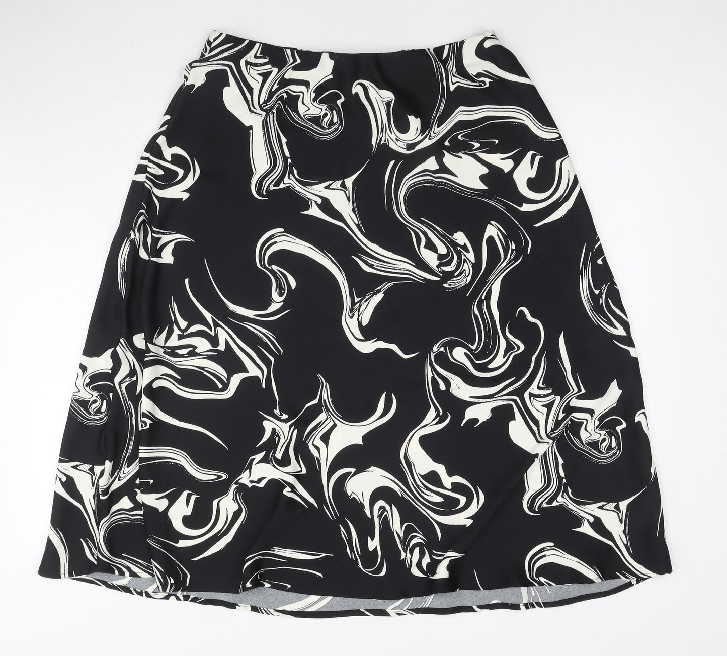 Marks and Spencer Womens Black Geometric Polyester A-Line Skirt Size 12