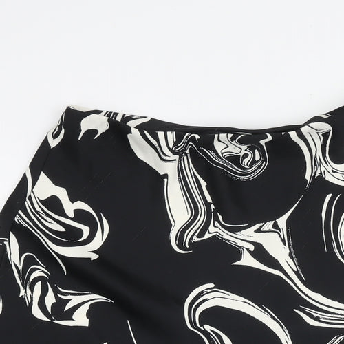 Marks and Spencer Womens Black Geometric Polyester A-Line Skirt Size 12