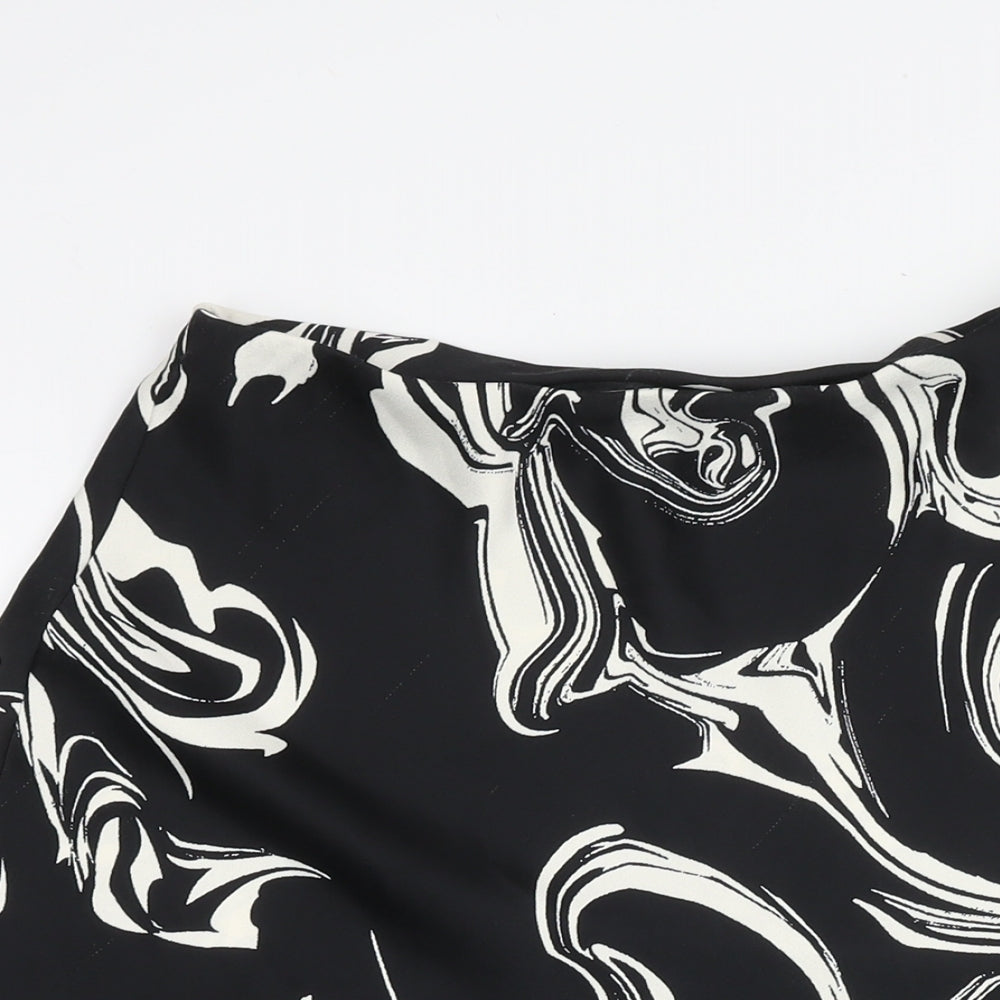 Marks and Spencer Womens Black Geometric Polyester A-Line Skirt Size 12
