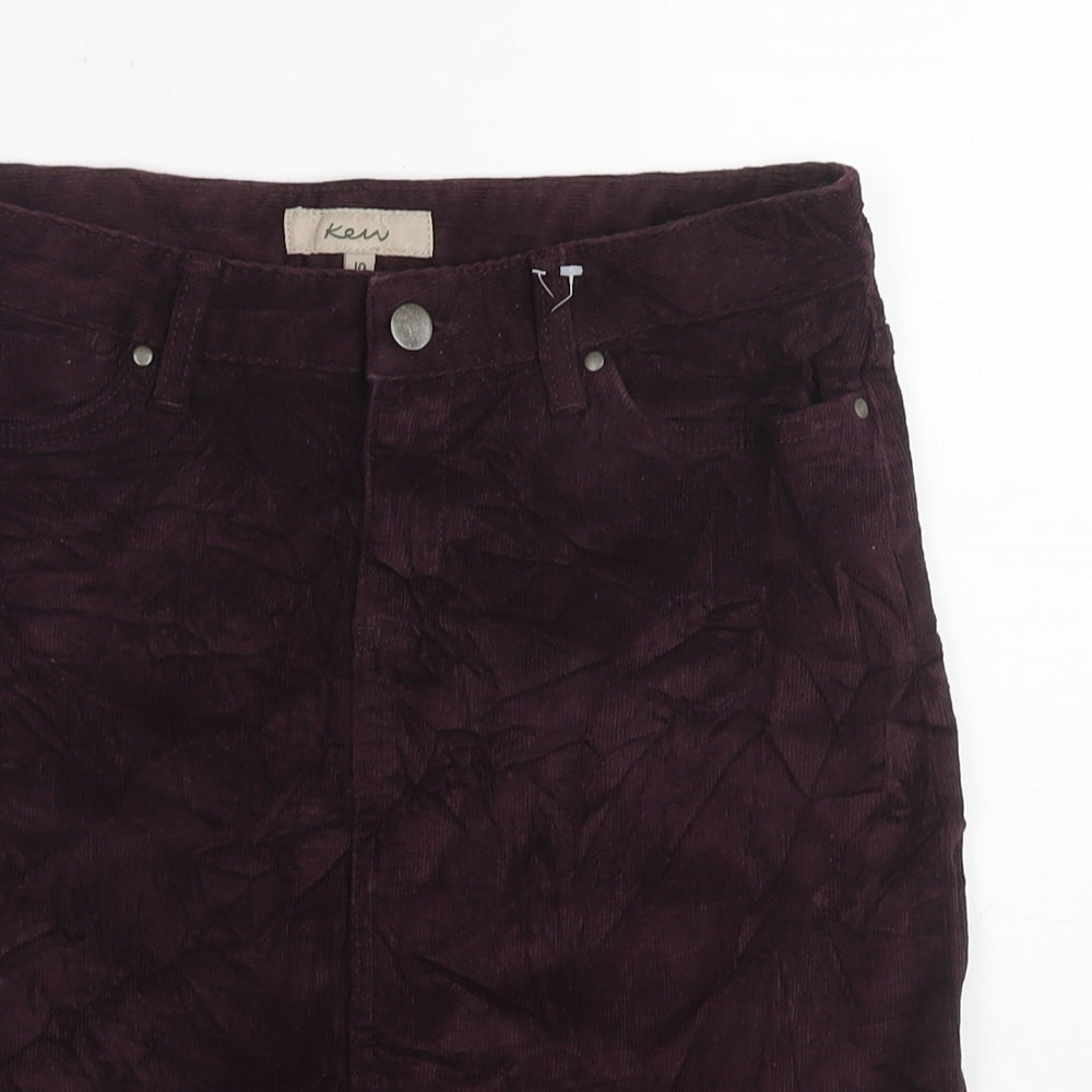 KEW Womens Purple Cotton A-Line Skirt Size 10 Zip