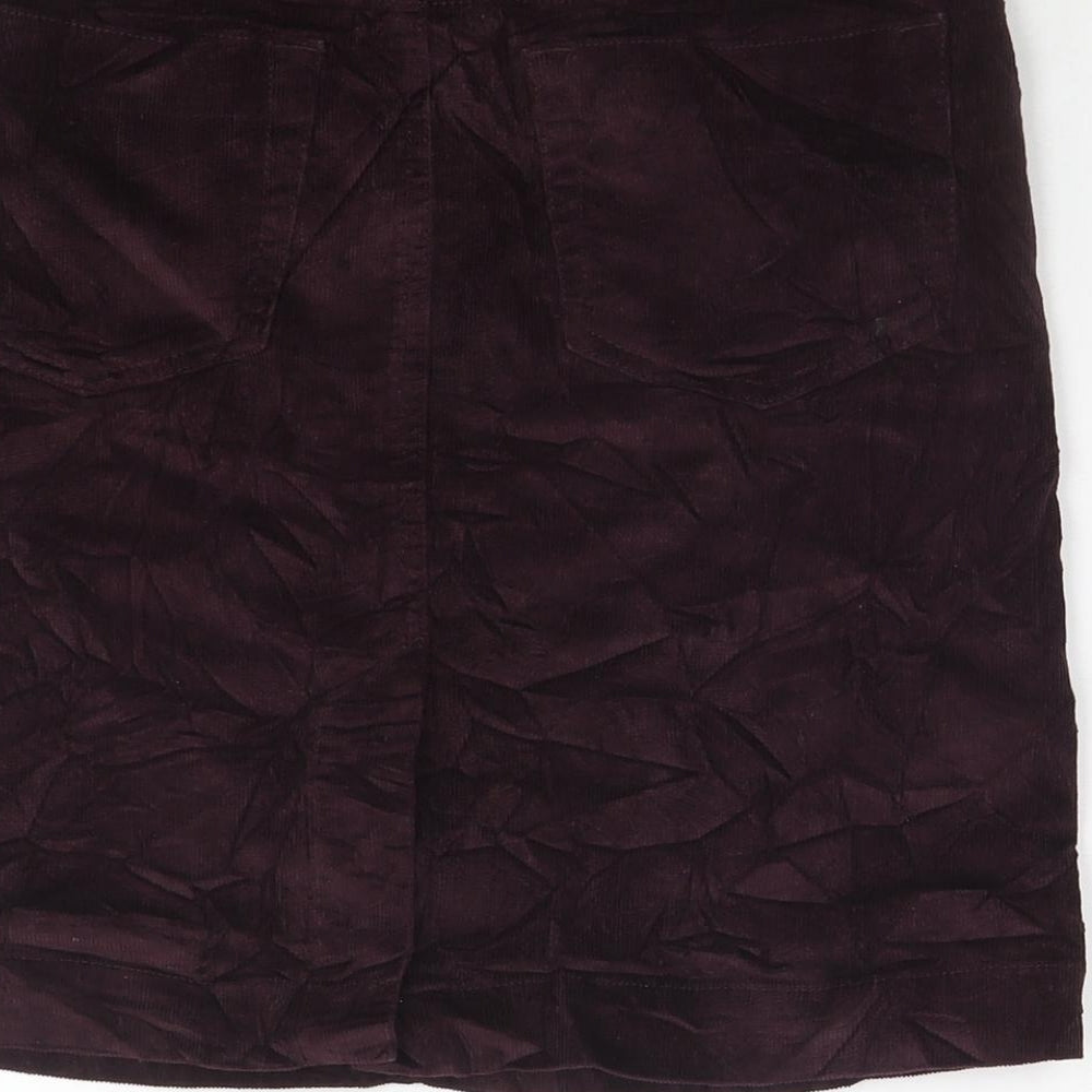 KEW Womens Purple Cotton A-Line Skirt Size 10 Zip