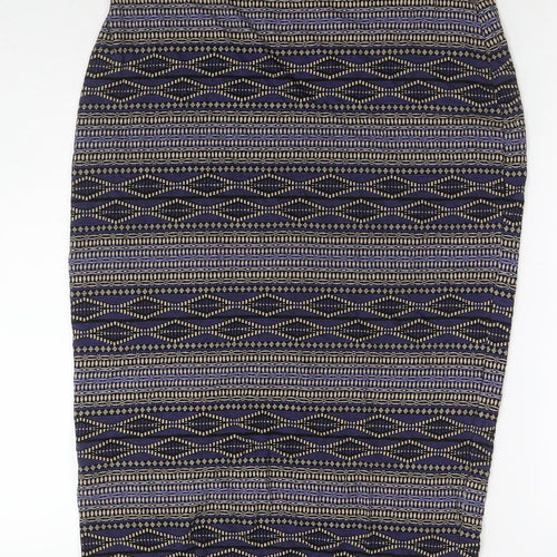 Dorothy Perkins Womens Purple Geometric Viscose A-Line Skirt Size 14
