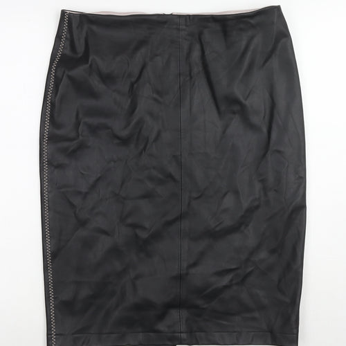Zara Womens Black Polyester Straight & Pencil Skirt Size XL Zip