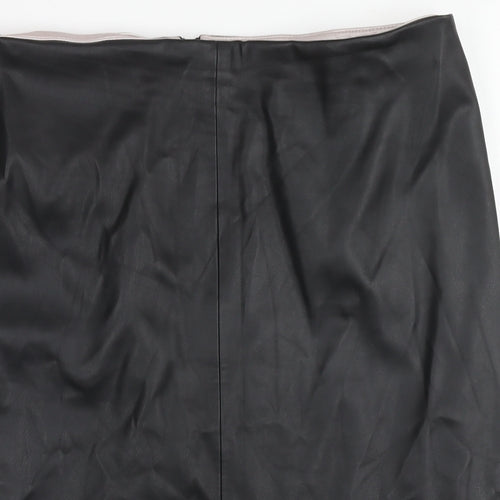Zara Womens Black Polyester Straight & Pencil Skirt Size XL Zip