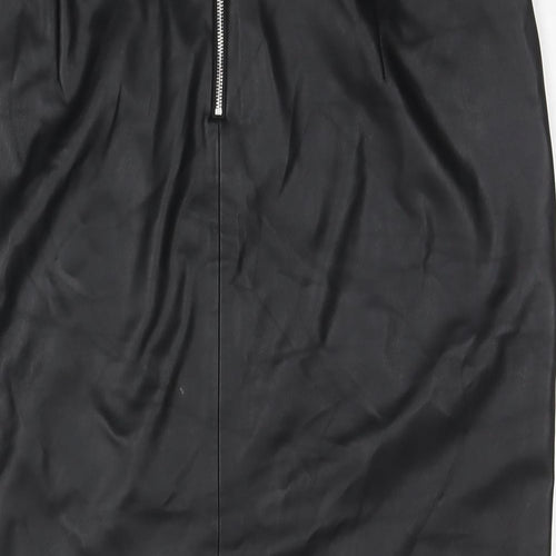 Zara Womens Black Polyester Straight & Pencil Skirt Size XL Zip