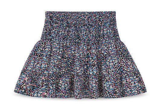 Front view of Only women’s multicoloured floral polyester pleated skirt, size UK 10