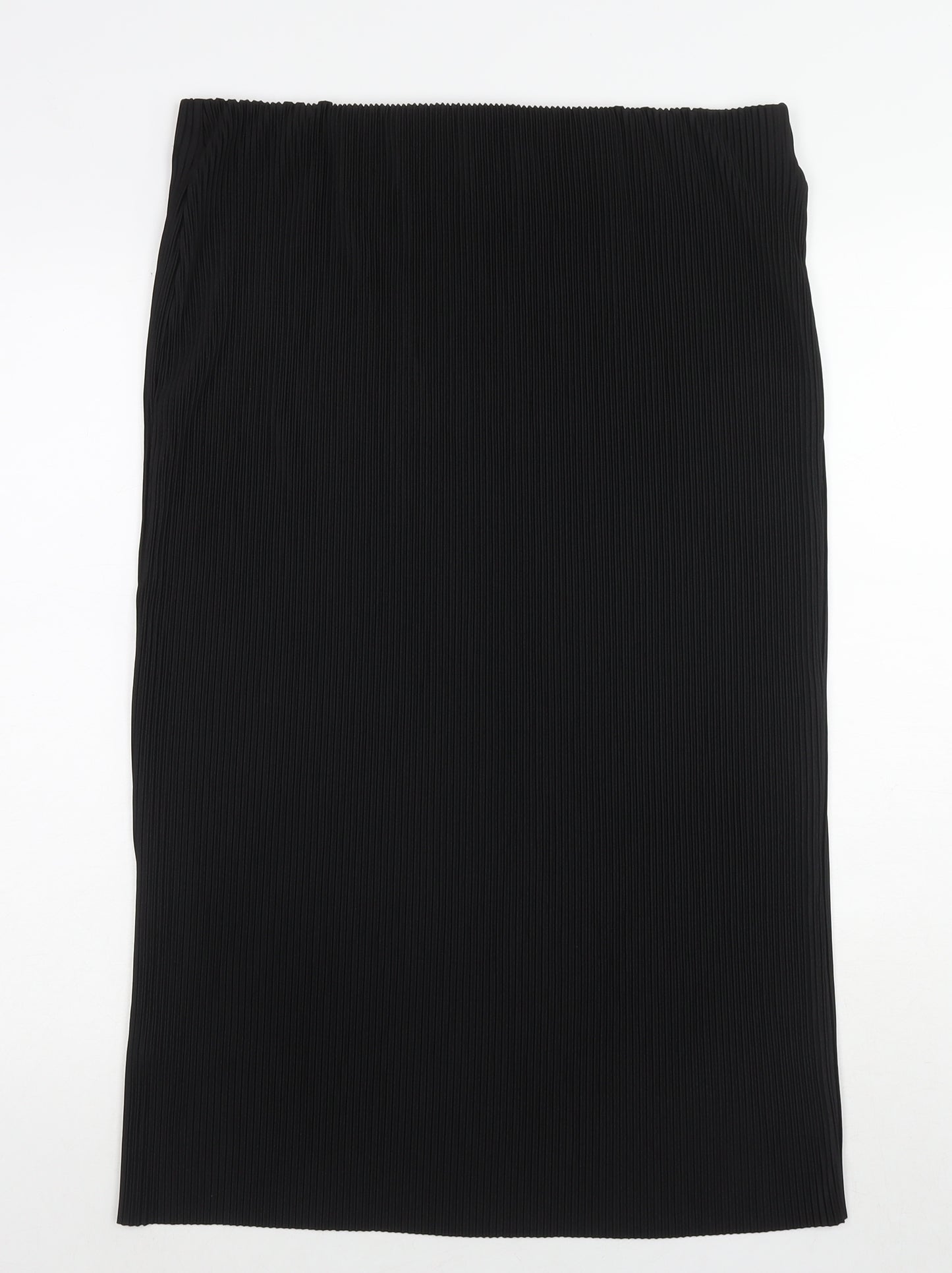 Marks and Spencer Womens Black Polyester Pleated Skirt Size 16
