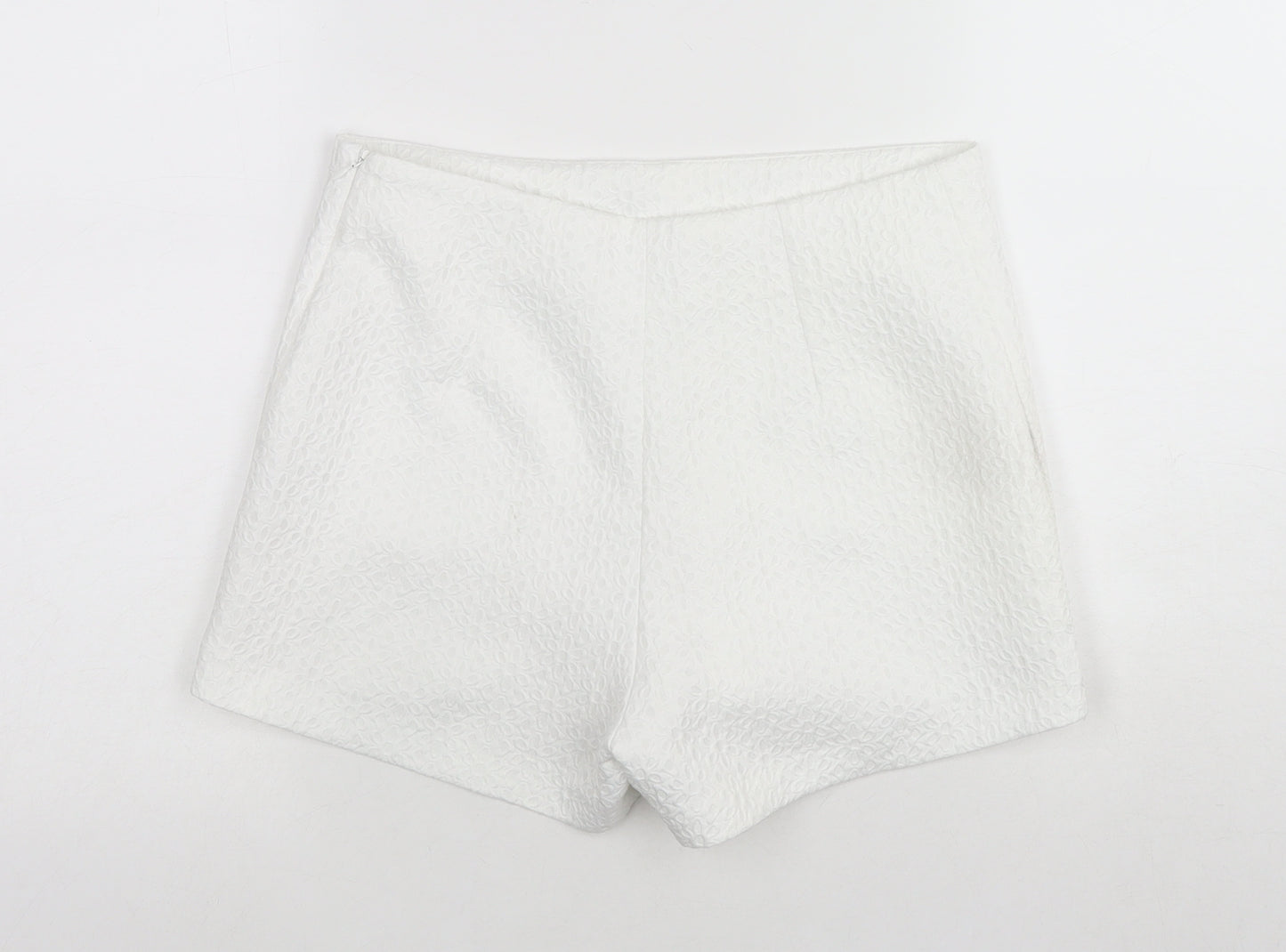 Miss Selfridge Womens White Cotton Hot Pants Shorts Size 10 L3 in Regular Zip