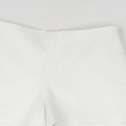 Miss Selfridge Womens White Cotton Hot Pants Shorts Size 10 L3 in Regular Zip