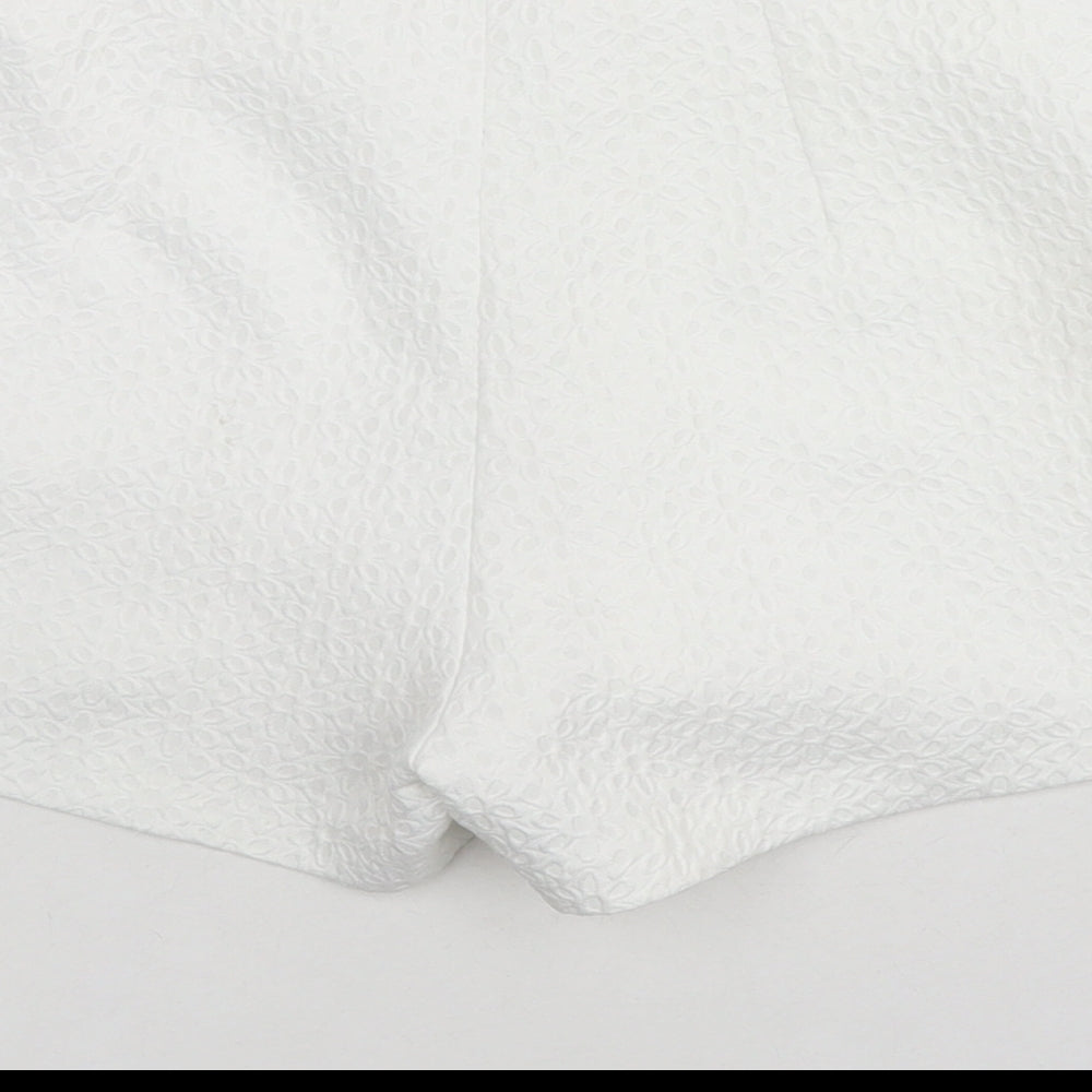 Miss Selfridge Womens White Cotton Hot Pants Shorts Size 10 L3 in Regular Zip