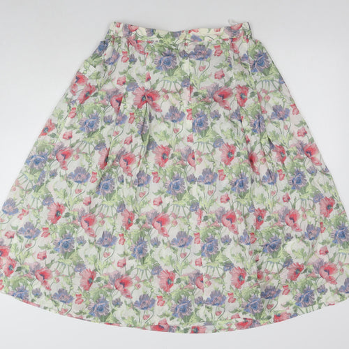 Orgin Womens Multicoloured Floral Cotton A-Line Skirt Size 16 Zip