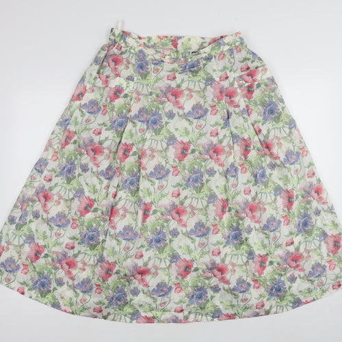 Orgin Womens Multicoloured Floral Cotton A-Line Skirt Size 16 Zip