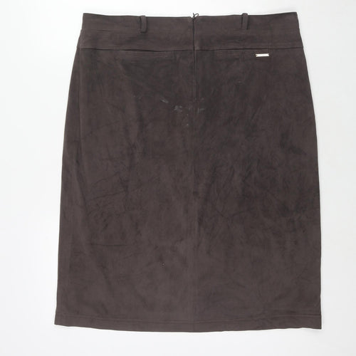 Pomodoro Womens Brown Polyester A-Line Skirt Size 18 Zip