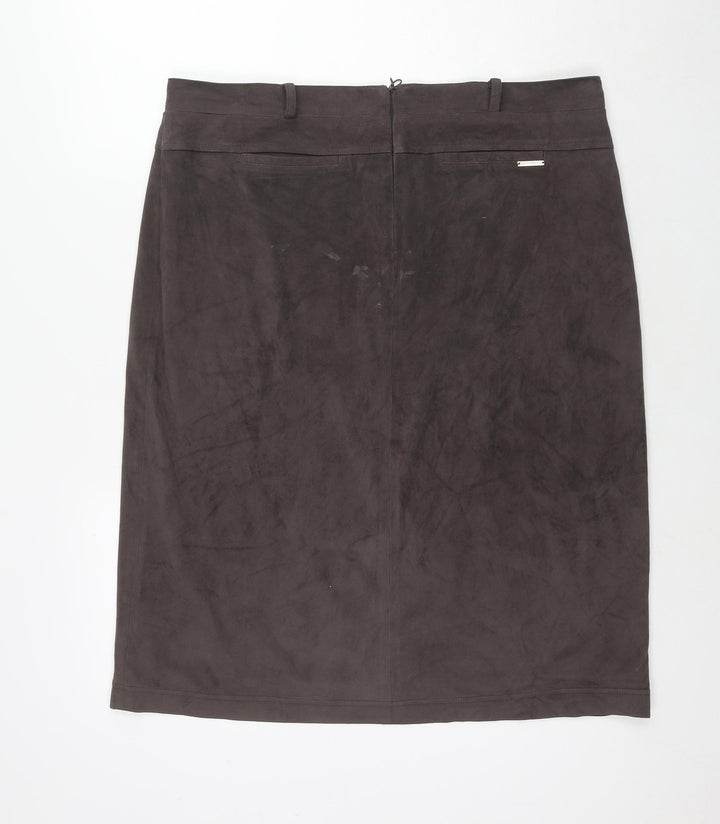 Pomodoro Womens Brown Polyester A-Line Skirt Size 18 Zip