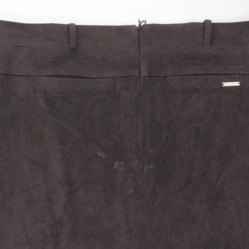 Pomodoro Womens Brown Polyester A-Line Skirt Size 18 Zip