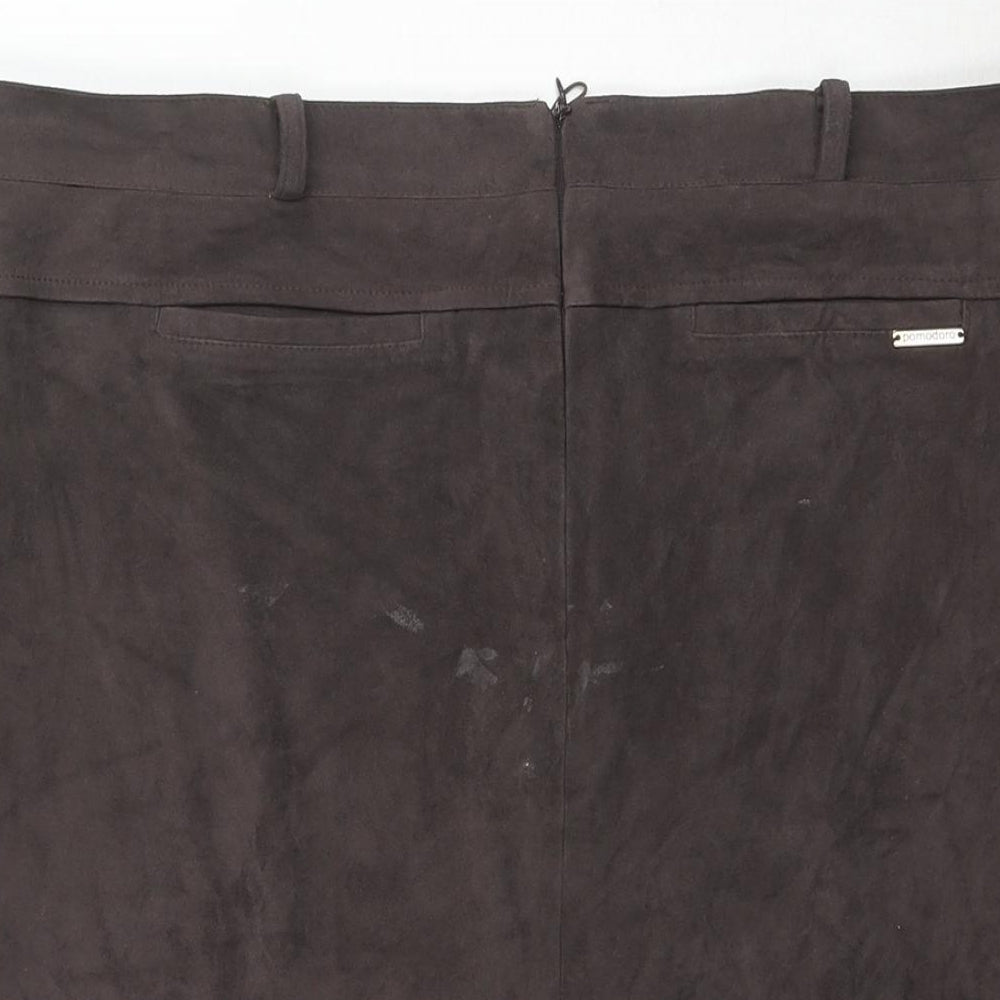 Pomodoro Womens Brown Polyester A-Line Skirt Size 18 Zip