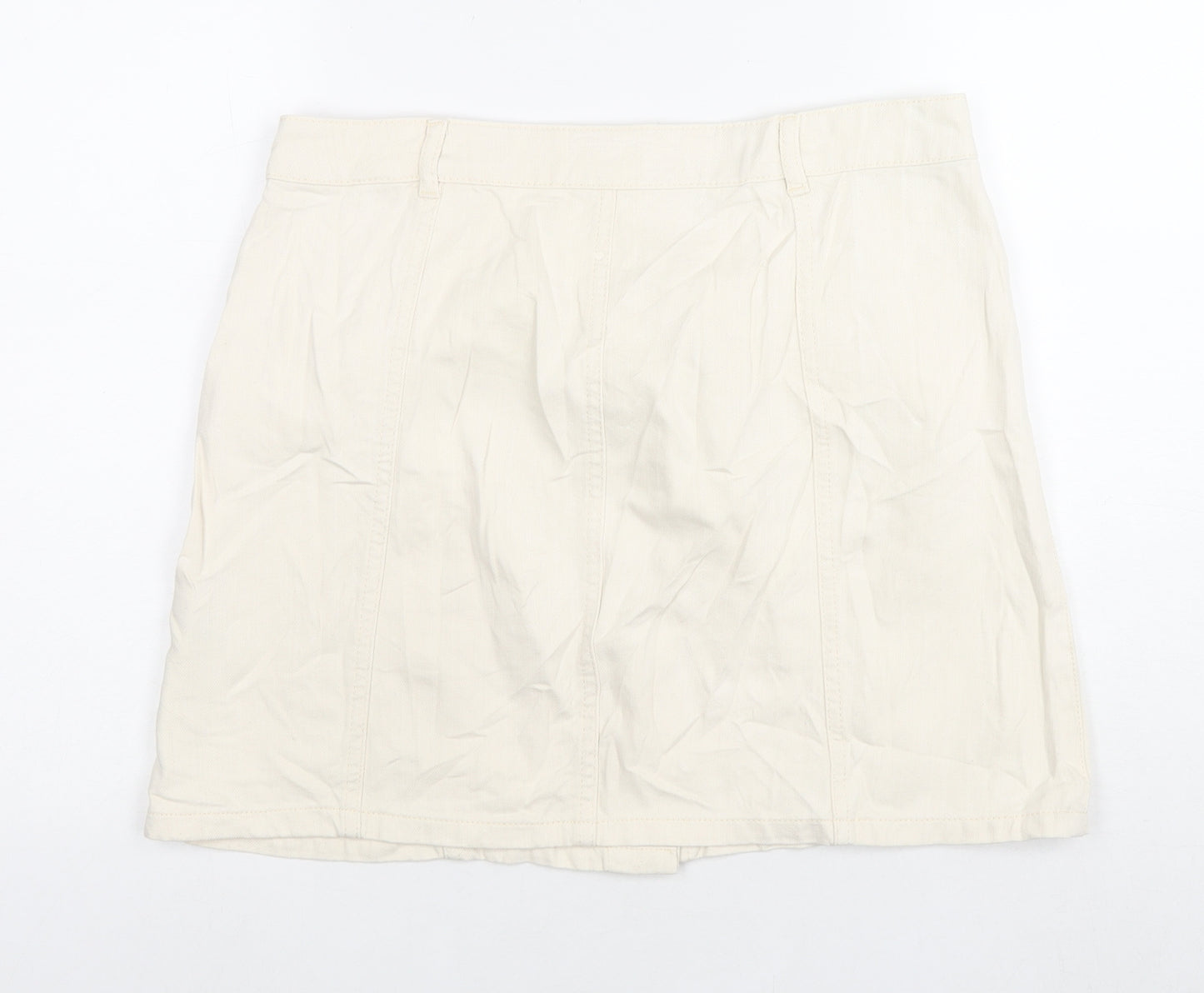 Per Una Womens Ivory Cotton A-Line Skirt Size 14 Zip