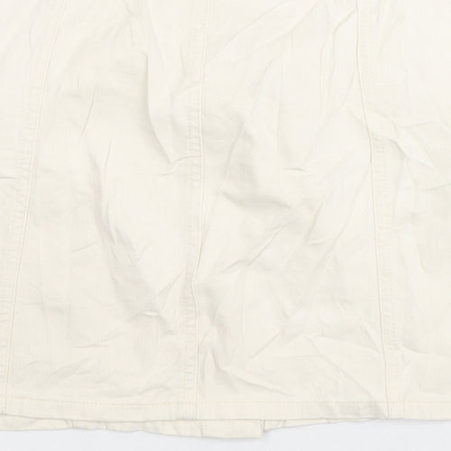 Per Una Womens Ivory Cotton A-Line Skirt Size 14 Zip