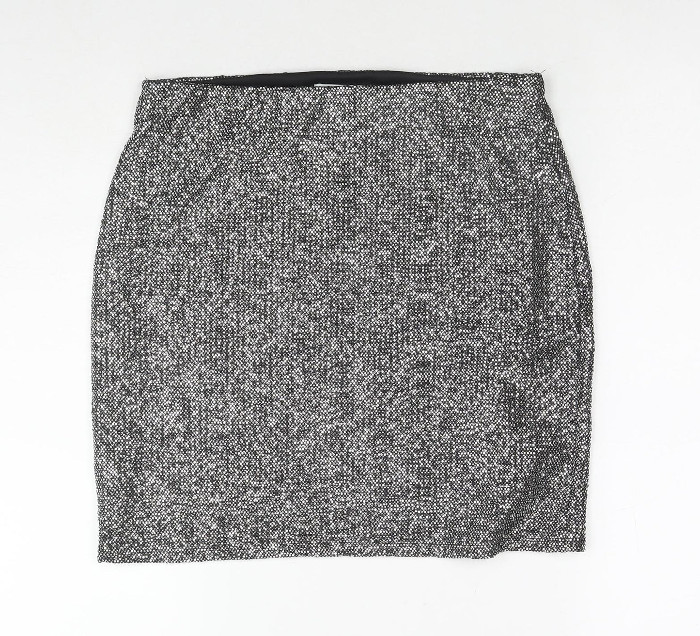 H&M Womens Silver Polyester A-Line Skirt Size M