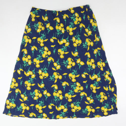 Finery Womens Blue Floral Viscose A-Line Skirt Size 14