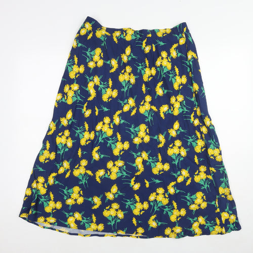 Finery Womens Blue Floral Viscose A-Line Skirt Size 14