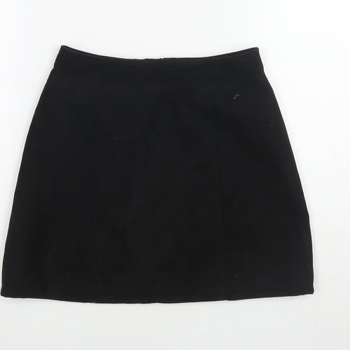 H&M Womens Black Polyester A-Line Skirt Size 6 Zip