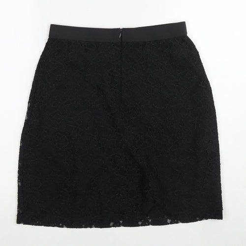 Tahari Womens Black Floral Nylon A-Line Skirt Size 4 Zip
