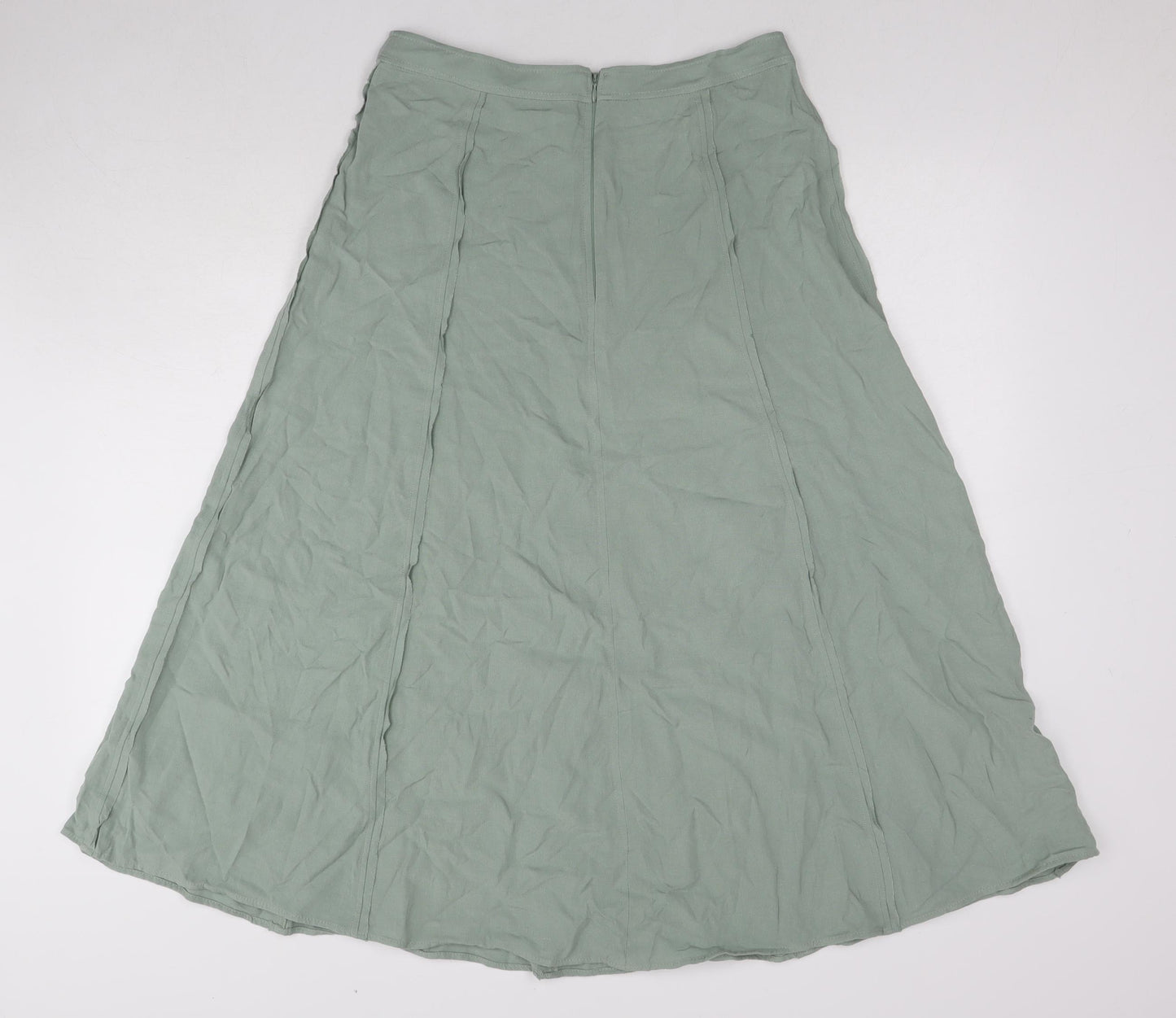 Marks and Spencer Womens Green Viscose Maxi Skirt Size 10 Zip