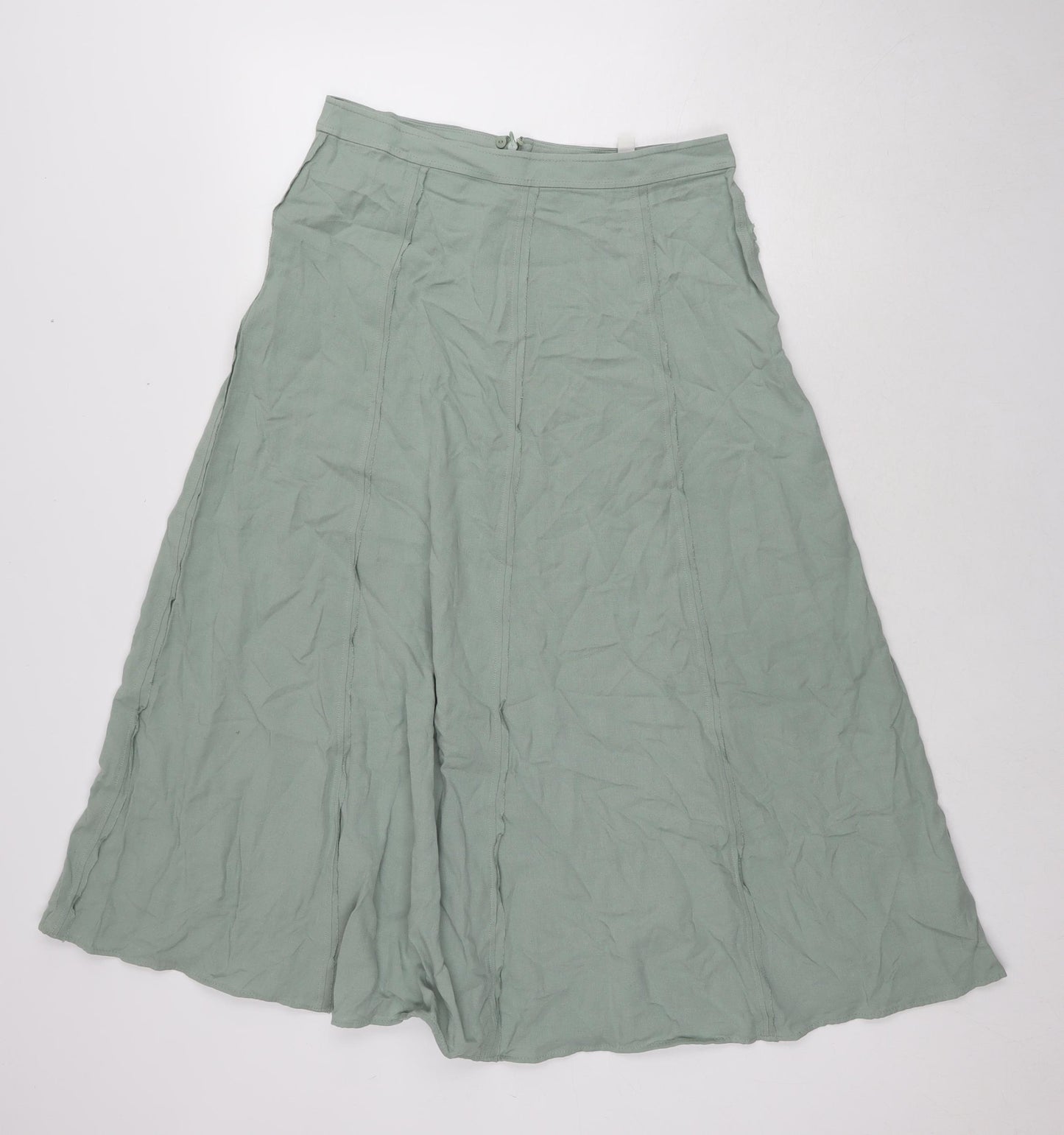 Marks and Spencer Womens Green Viscose Maxi Skirt Size 10 Zip