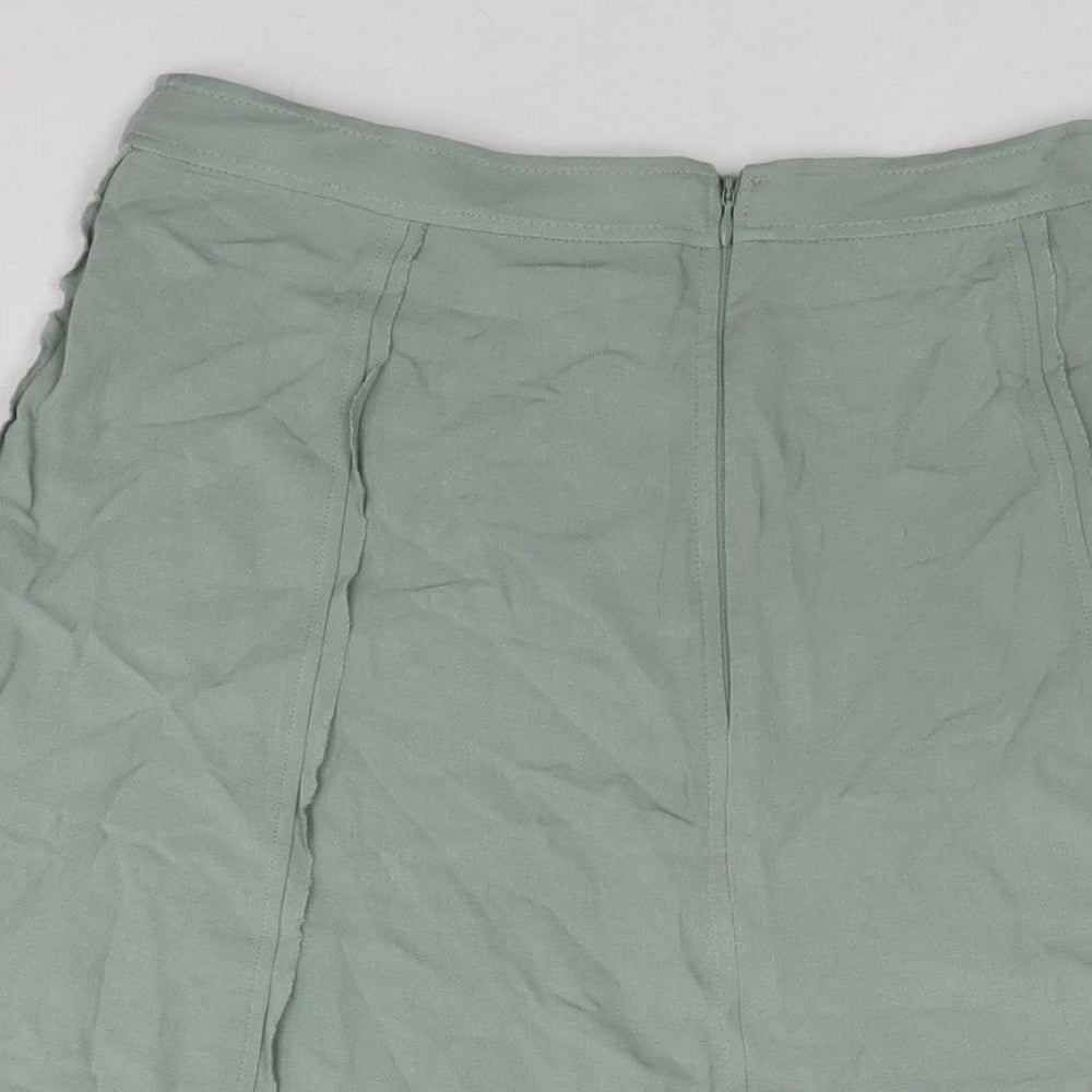 Marks and Spencer Womens Green Viscose Maxi Skirt Size 10 Zip