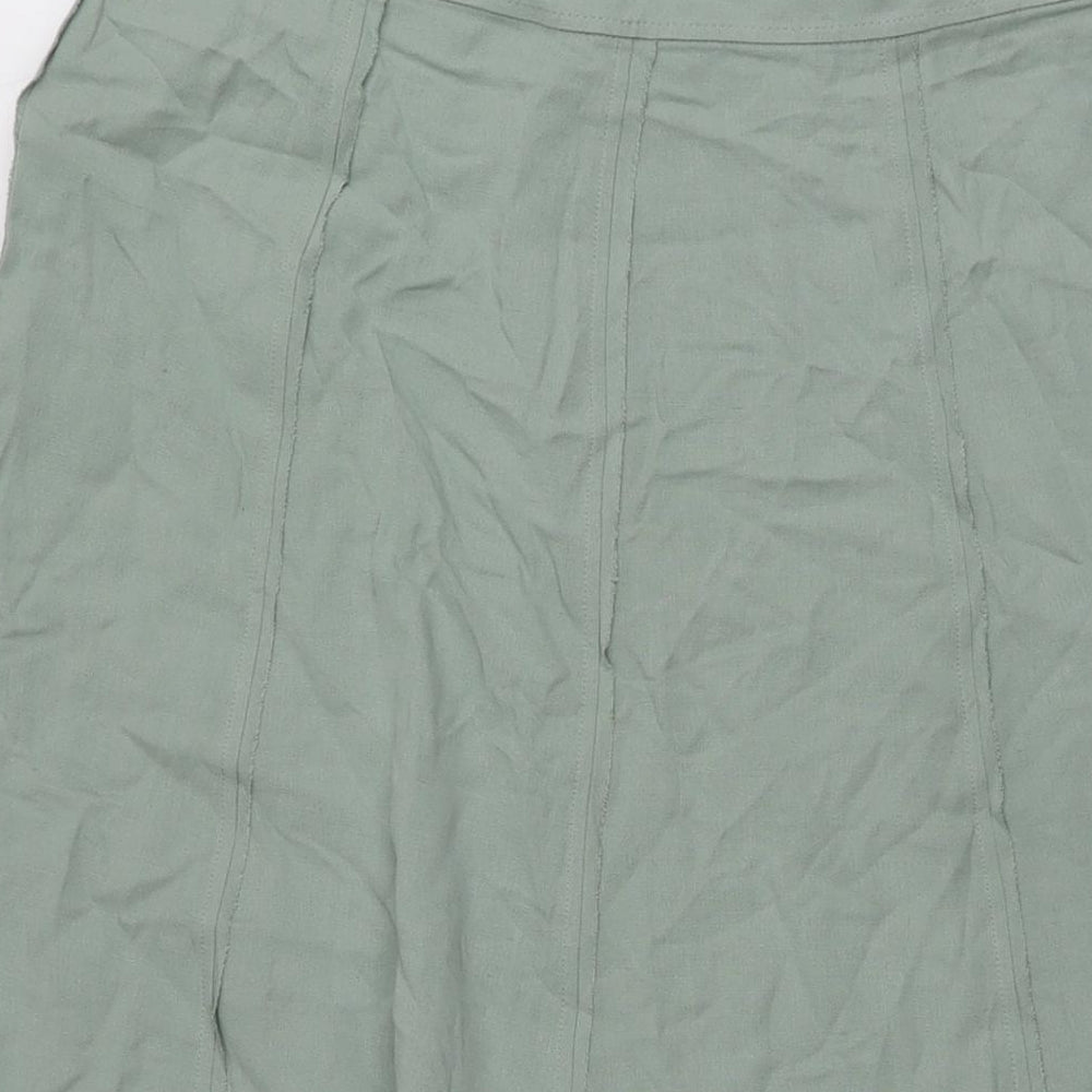 Marks and Spencer Womens Green Viscose Maxi Skirt Size 10 Zip