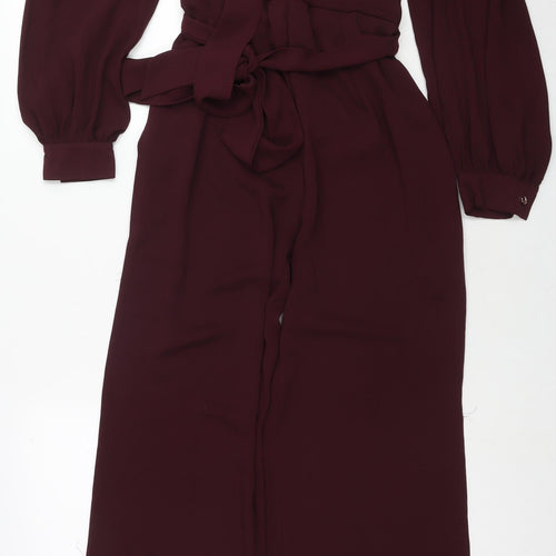 Dorothy Perkins Womens Red Polyester Jumpsuit One-Piece Size 12 L31 in Button