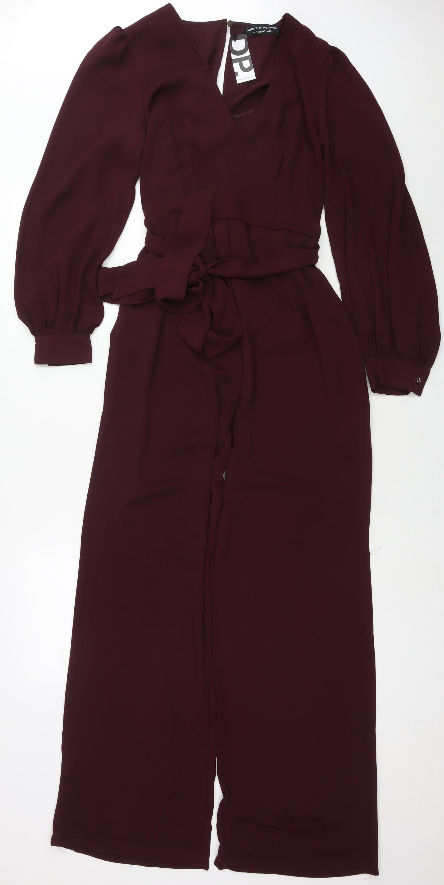 Dorothy Perkins Womens Red Polyester Jumpsuit One-Piece Size 12 L31 in Button