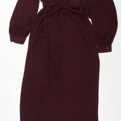 Dorothy Perkins Womens Red Polyester Jumpsuit One-Piece Size 12 L31 in Button