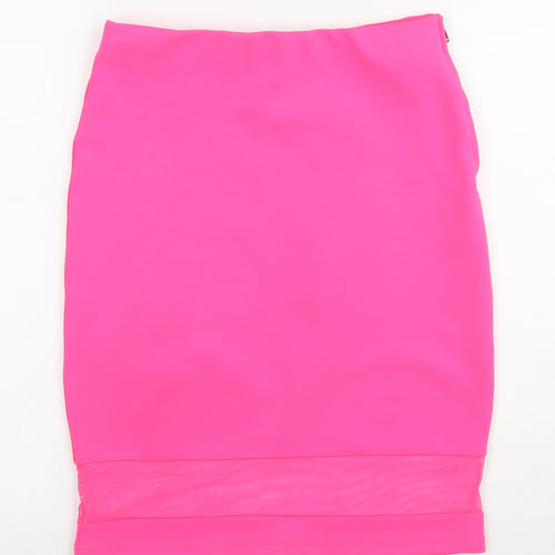 Topshop Womens Pink Polyester A-Line Skirt Size 12 Zip