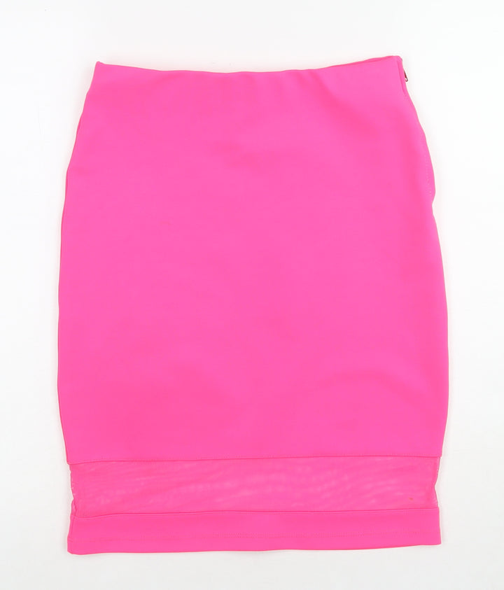 Topshop Womens Pink Polyester A-Line Skirt Size 12 Zip