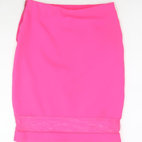 Topshop Womens Pink Polyester A-Line Skirt Size 12 Zip