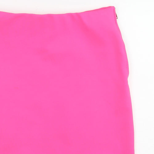 Topshop Womens Pink Polyester A-Line Skirt Size 12 Zip