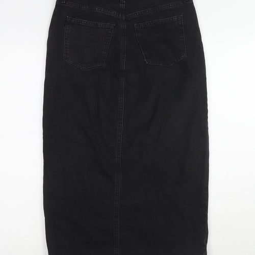 F&F Womens Black Cotton A-Line Skirt Size 10 Zip