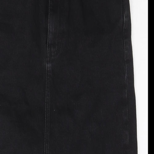 F&F Womens Black Cotton A-Line Skirt Size 10 Zip