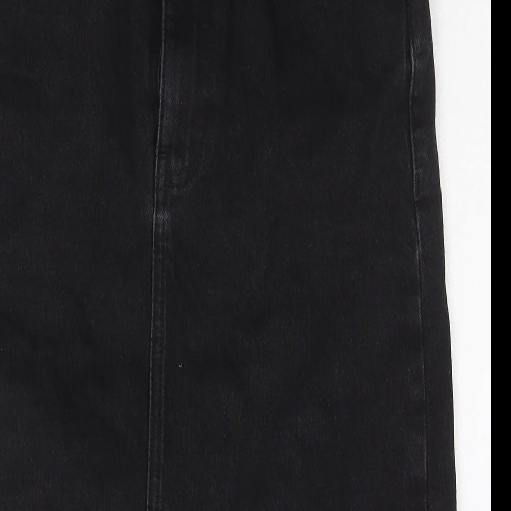 F&F Womens Black Cotton A-Line Skirt Size 10 Zip
