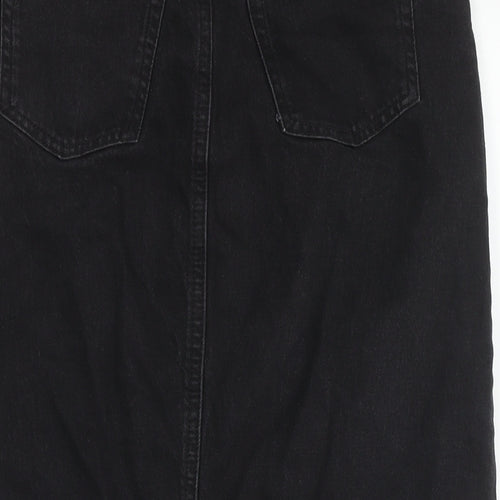 F&F Womens Black Cotton A-Line Skirt Size 10 Zip