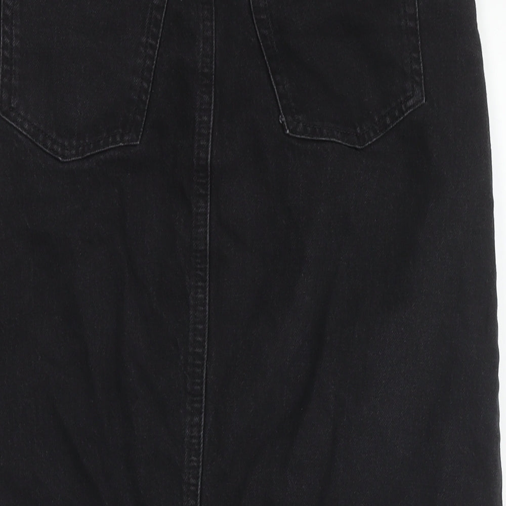 F&F Womens Black Cotton A-Line Skirt Size 10 Zip
