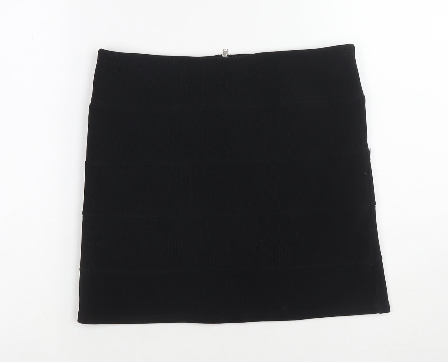 Topshop Womens Black Polyester Mini Skirt Size 12 Zip