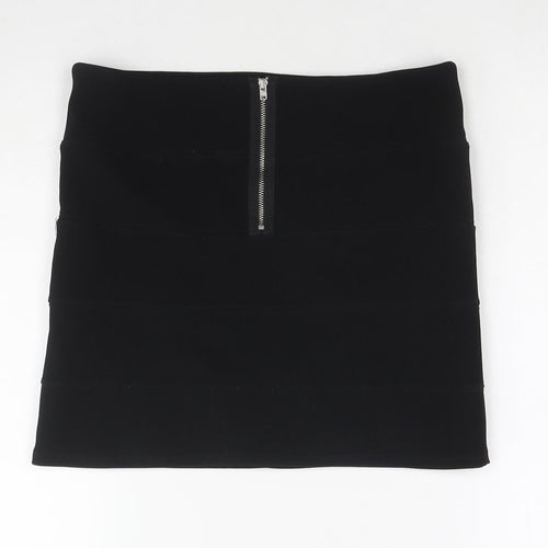 Topshop Womens Black Polyester Mini Skirt Size 12 Zip