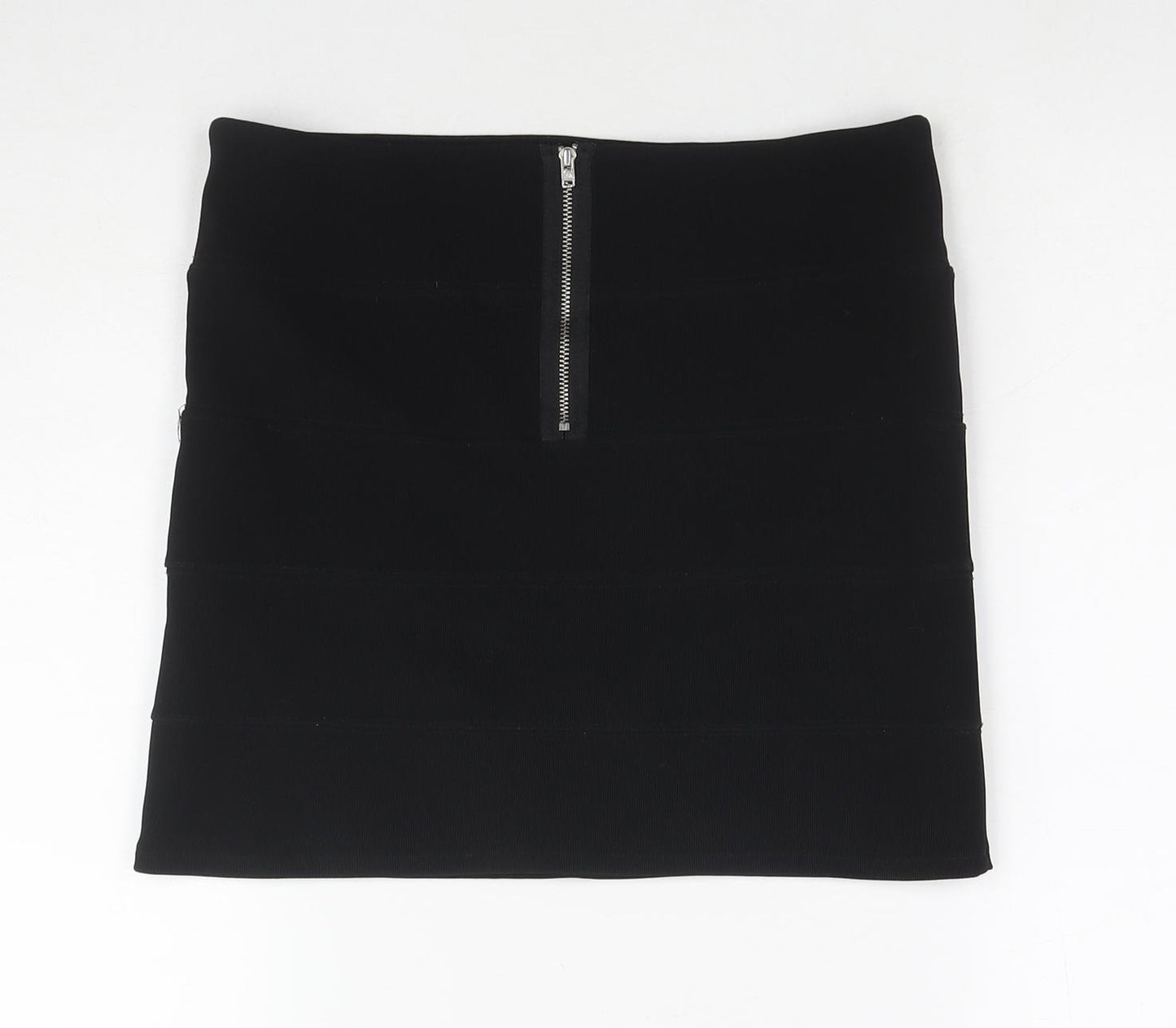 Topshop Womens Black Polyester Mini Skirt Size 12 Zip